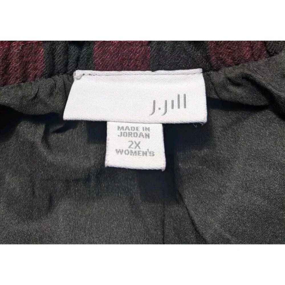 J. Jill Skirt Elastic Waist Pull On Mini Lined Pockets Check Size 2X